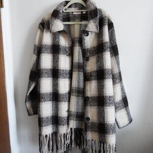 NWOT Belle by Kim Gravel Brown/Cream Plaid Fringed Shacket 1X